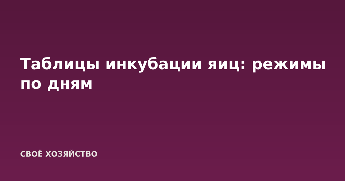 Таблицы инкубации яиц: режимы по дням